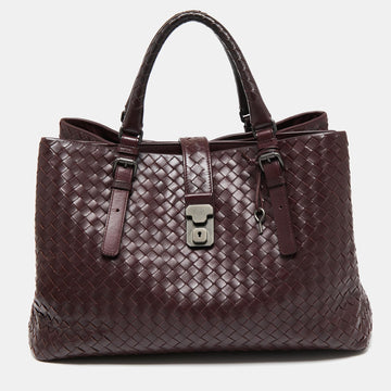 Bottega Veneta Burgundy Intrecciato Leather Large Roma Tote