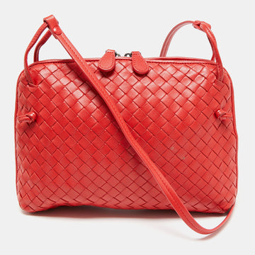 Bottega Veneta Red Intrecciato Leather Nodini Crossbody Bag