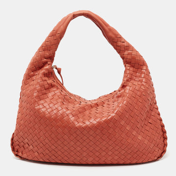 Bottega Veneta Orange Intrecciato Leather Belly Veneta Hobo