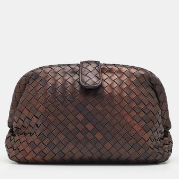 Bottega Veneta Dark Brown Intrecciato Leather The Lauren 1980 Clutch