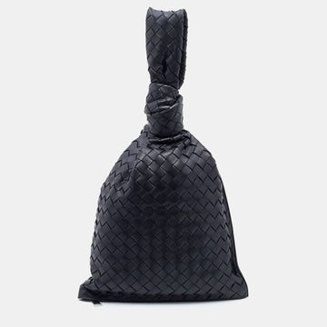 Bottega Veneta Black Intrecciato Leather BV Twist Clutch Bag