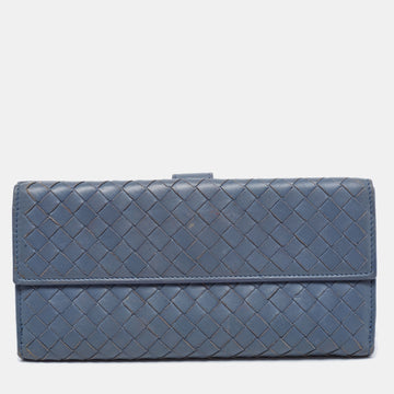 Bottega Veneta Blue Intrecciato Leather Wallet