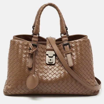 Bottega Veneta Brown Intrecciato Leather Small Roma Tote