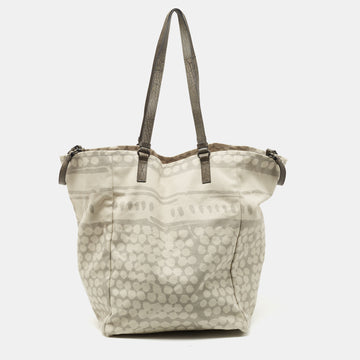 BOTTEGA VENETA Cream/Grey Canvas Maxi All Over Tote