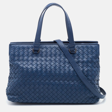 Bottega Veneta Navy Blue Intrecciato Leather Tote