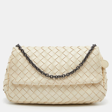 Bottega Veneta Off White Intreccaito Leather Olimpia Chain Shoulder Bag