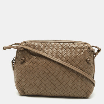 Bottega Veneta Dark Beige Intrecciato Leather Nodini Shoulder Bag