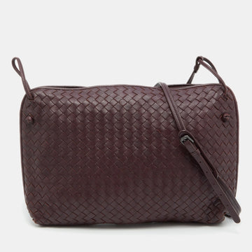 Bottega Veneta Burgundy Intrecciato Leather Nodini Shoulder Bag