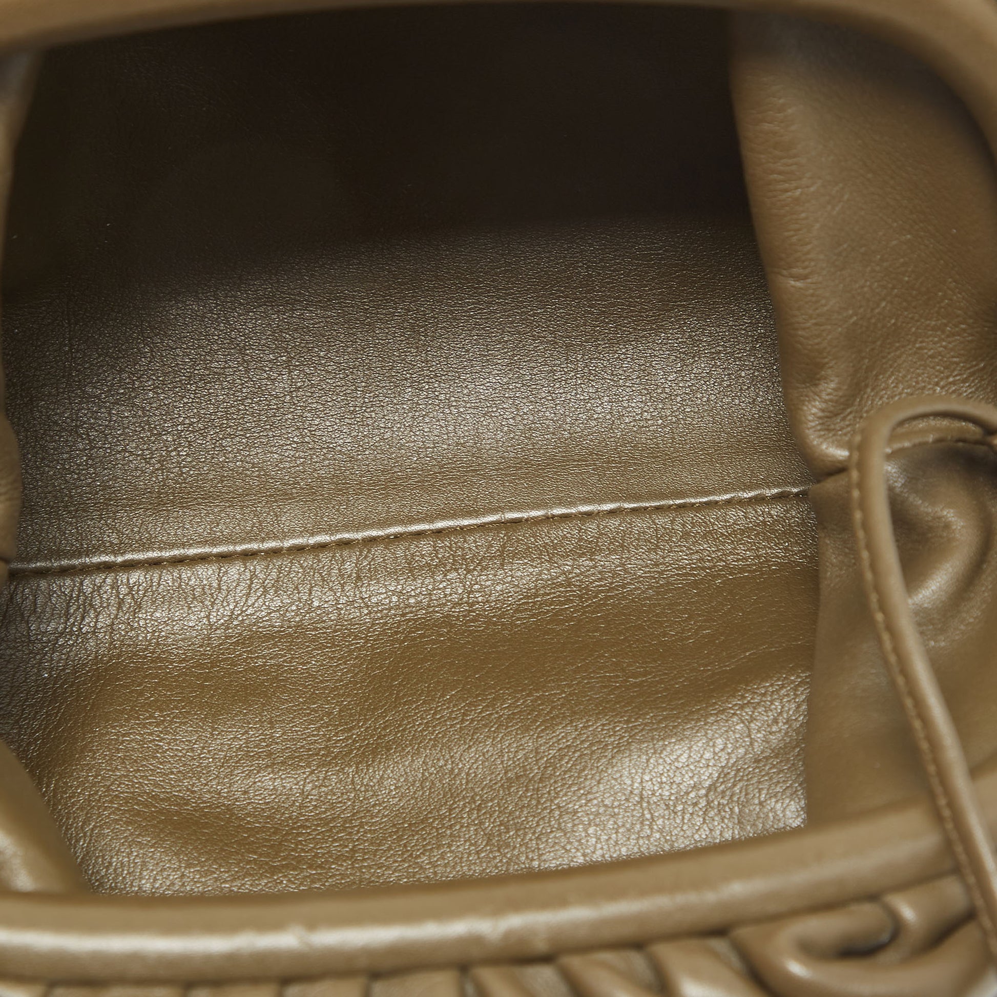 Bottega Veneta The Mini Pouch Bag in Green Leather Intrecciato — UFO No More