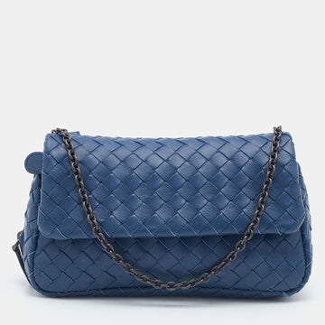Bottega Veneta Blue Intreccaito Leather Olimpia Chain Bag