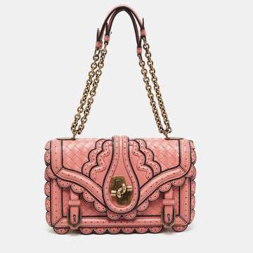 Bottega Veneta Old Rose Intrecciato Leather City Knot Shoulder Bag