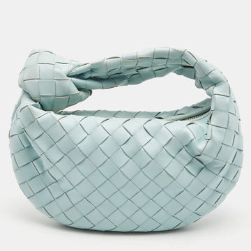 Bottega Veneta Light Blue Intrecciato Leather Mini Jodie Hobo