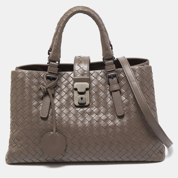 Bottega Veneta Grey Intrecciato Leather Small Roma Tote