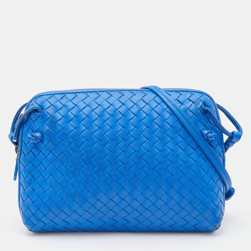 BOTTEGA VENETA Blue Intrecciato Leather Nodini Crossbody Bag