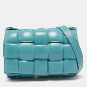 BOTTEGA VENETA Turquoise Padded Leather Cassette Shoulder Bag