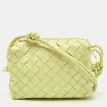 BOTTEGA VENETA Light Green Intrecciato Leather Mini Loop Camera Crossbody Bag