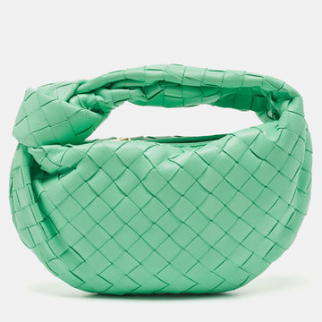 BOTTEGA VENETA Light Green Intrecciato Leather Mini BV Jodie Bag