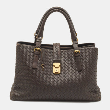 BOTTEGA VENETA Choco Intrecciato Leather Large Roma Tote