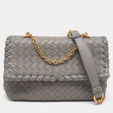 BOTTEGA VENETA Grey Intrecciato Leather Baby Olimpia Shoulder Bag