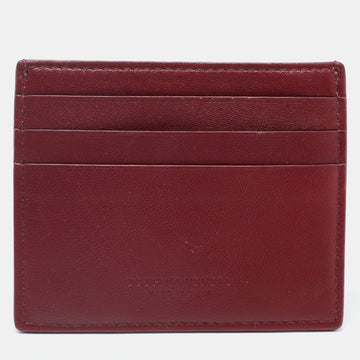 BOTTEGA VENETA Burgundy Leather Card Holder