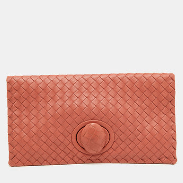 BOTTEGA VENETA Intrecciato Leather Turnlock Clutch