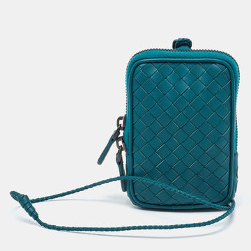 BOTTEGA VENETA Green Intrecciato Leather Zip Strap Pouch