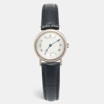Breguet Silver 18K White Gold Leather Classique 8560 Women's Wristwatch 25.50 mm