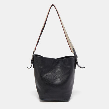 BURBERRY LONDON Black Leather Bucket Bag