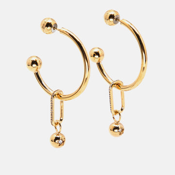 Burberry Crystals Gold Tone Hoop Earrings