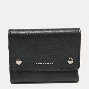 Burberry Black Leather Ludlow Folding Trifold Wallet