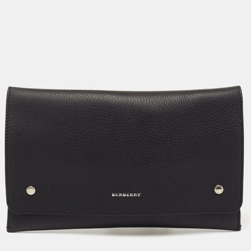 Burberry Black Grained Leather Pearson Clutch