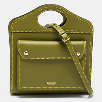 Burberry Green Leather Mini Pocket Bag