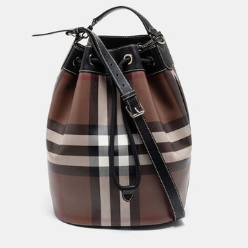 Burberry Brown Check Print Drawcord Chesterton Bucket Bag