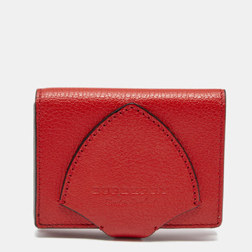 Burberry Red Leather Harlow Flap Wallet