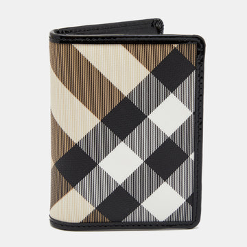 Burberry Beige Nova Check Coated Canvas And Patent Leather Bifold Wallet