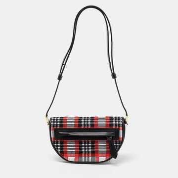 Burberry Multicolor Tartan Print Fabric And Leather Mini Olympia Crossbody Bag