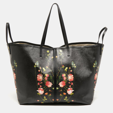 Burberry Black Floral Print Coated Canvas XL Beach Tote