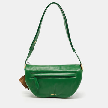 Burberry Green Leather Small  Olympia Shoulder Bag