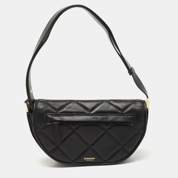 Burberry Black Quilted Leather Small Olympia Shoulder Bag