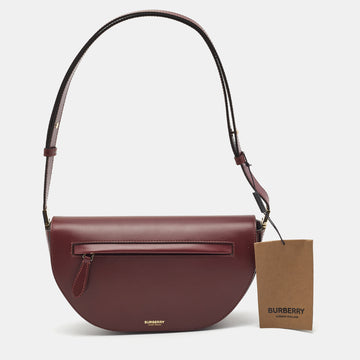 Burberry Burgundy Leather Small Olympia Shoulder Bag