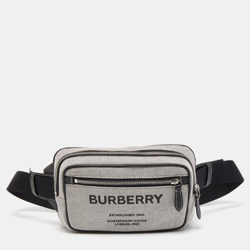 Burberry Grey/Black Canvas and Leather West Belt Bag