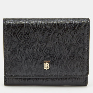 BURBERRY Black Leather Sidney Trifold Wallet