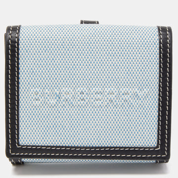 BURBERRY Light Blue/Black Canvas and Leather Luna French Wallet