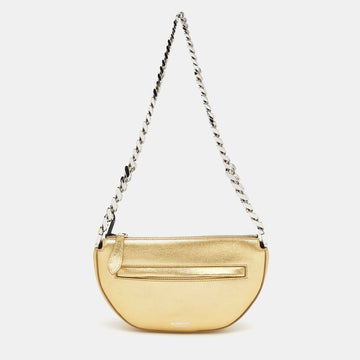 BURBERRY Gold Leather Mini Olympia Zip Chain Bag