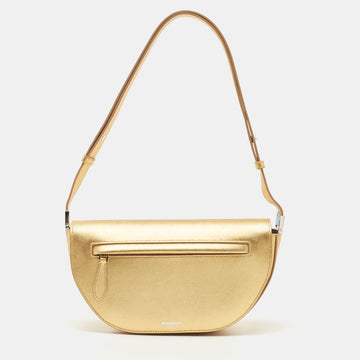 BURBERRY Gold Leather Small Olympia Shoulder Bag