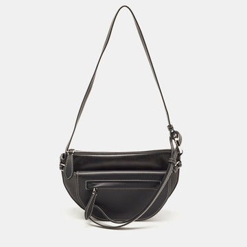 BURBERRY Black Leather Mini Double Olympia Bag