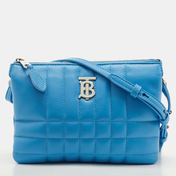 BURBERRY Blue Leather Lola Double Pouch