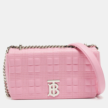 BURBERRY Light Pink Quilted Leather Small Lola Shoulder Bag