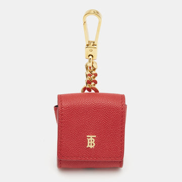 BURBERRY Red Leather Earphone Case