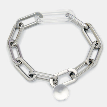 BURBERRY Palladio Glass Silver Tone Bracelet